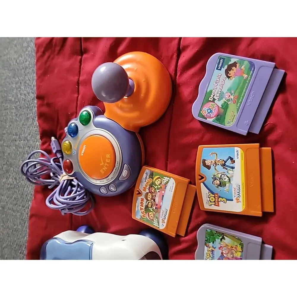 VTech VSmile TV Learning System Console w/ Controller Games Tested No Power Cord